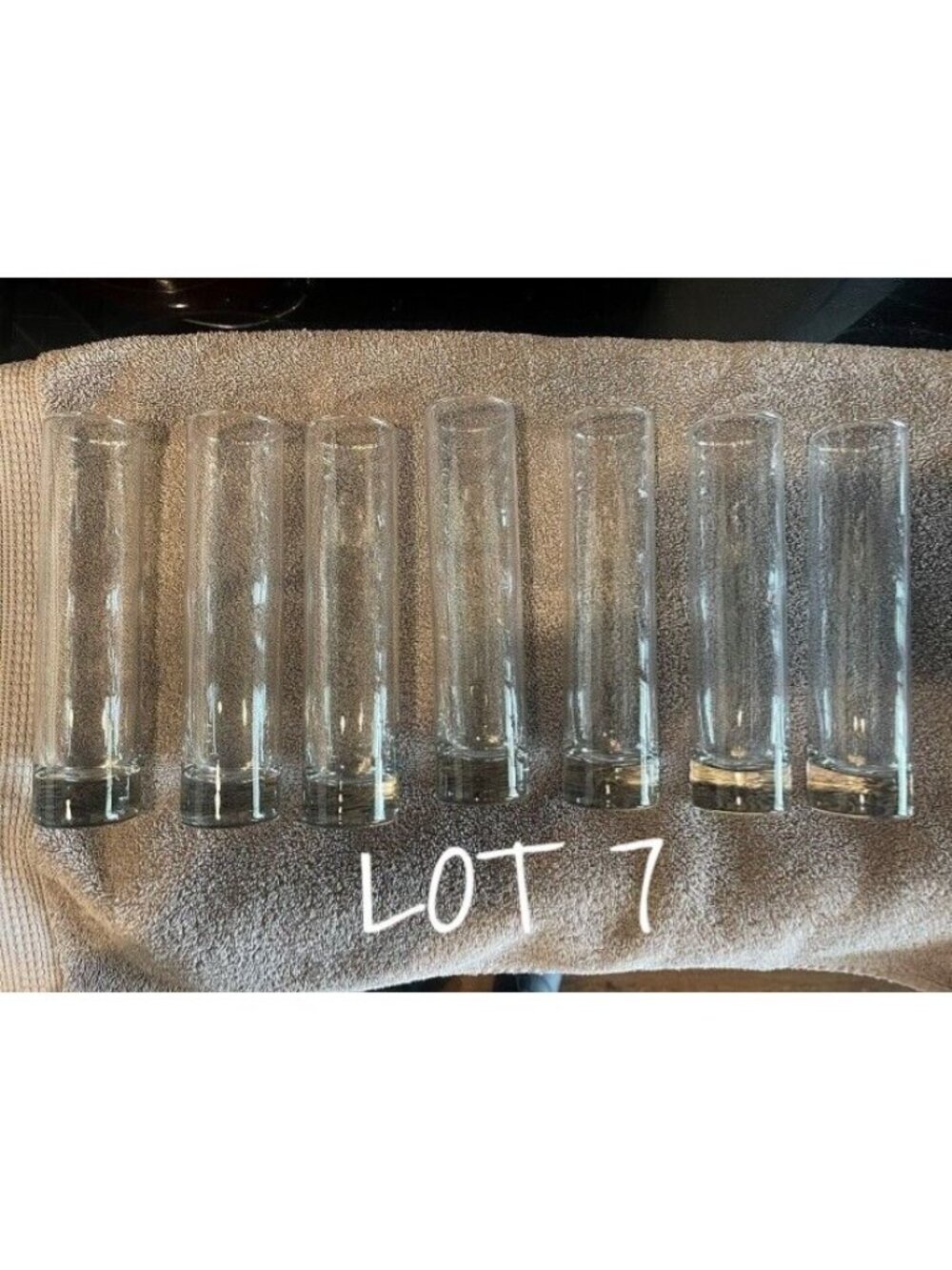 Set of 7 Clear Glass Cylinder Vases 7.5" Tall Bud Vases Centerpieces Decor